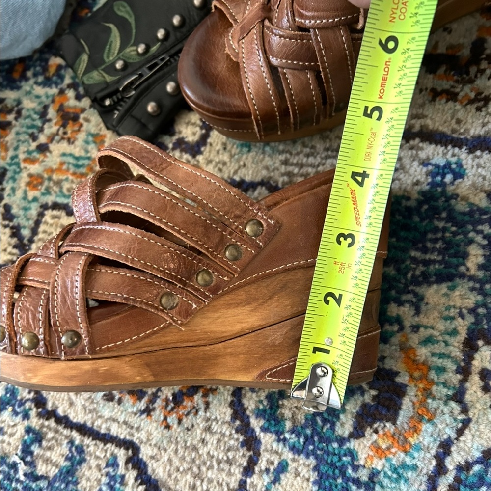 Bed Stu GINA II Wood Wedge Strappy Open Toe Leather Sandals - Picture 12 of 12